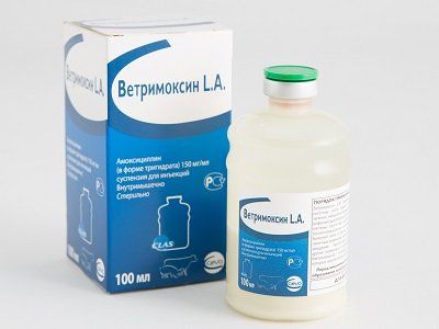 Ветримоксин Л.А. для лечения респираторных, желудочно-кишечных, мочеполовых, раневых инфекций, лептоспироза свиней